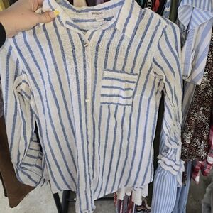 Westport Blue and White Striped Button Down Shirt